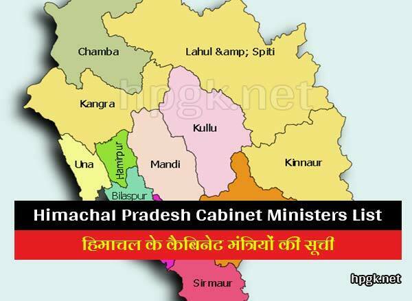 Himachal Pradesh Cabinet Ministers List in hindi